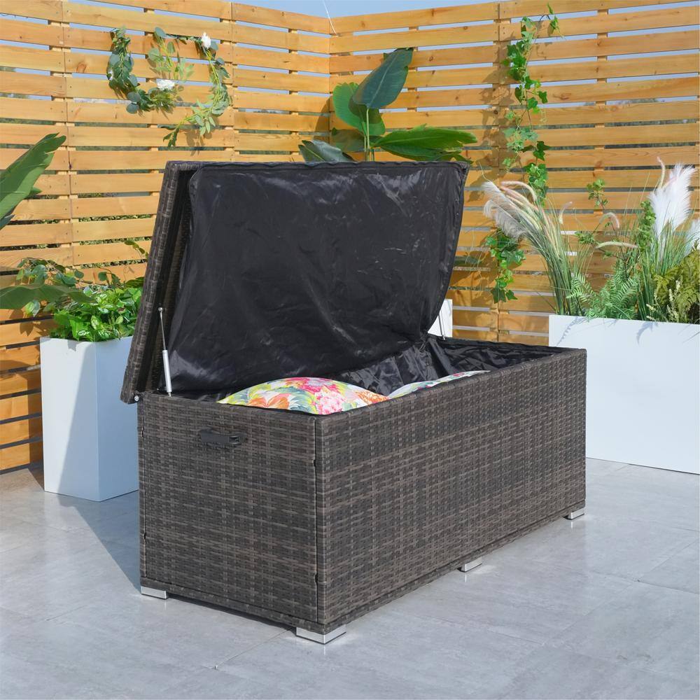 150 Gal. Brown Iron Wicker Deck Box - Hercitys