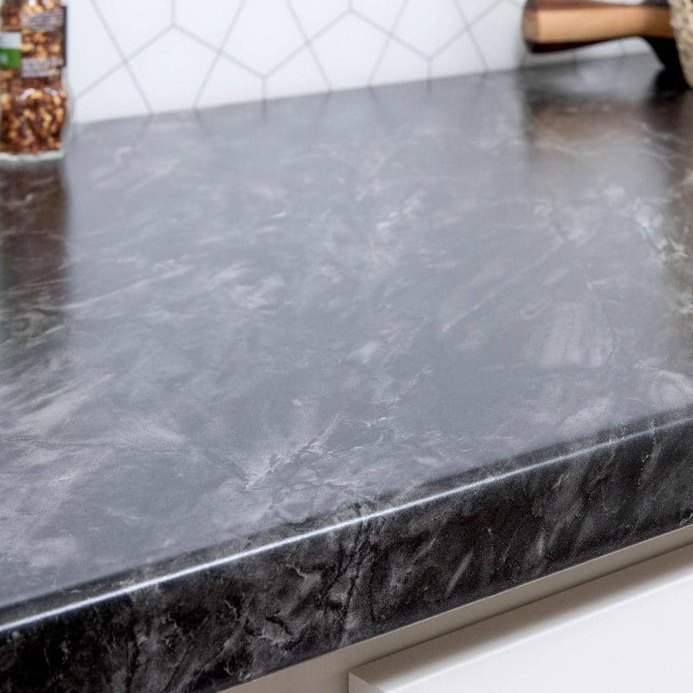 4 ft. Straight Laminate Countertop All-Inclusive Kit in Textured Sombra with Eased Edge and Loose Backsplash - Hercitys