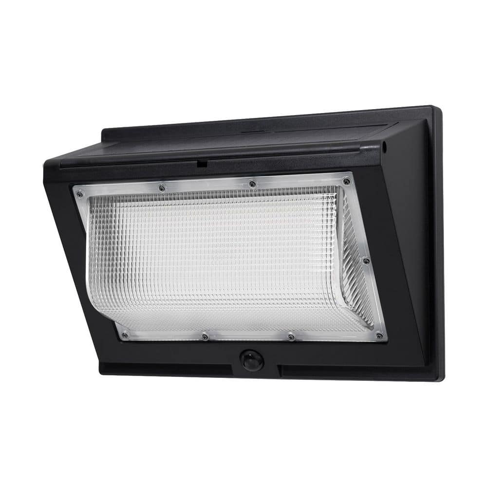 120-Watt Equivalent Integrated LED Black Dusk to Dawn Solar Wall Pack Light with Motion Sensor 3000K/4000K/5000K - Hercitys