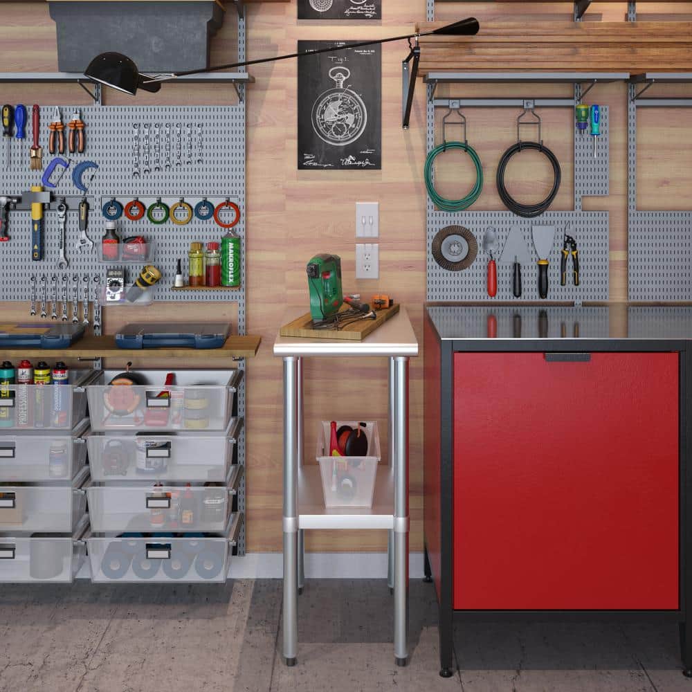 24 in. x 15 in. Stainless Steel Kitchen Utility Table with Adjustable Bottom Shelf - Hercitys