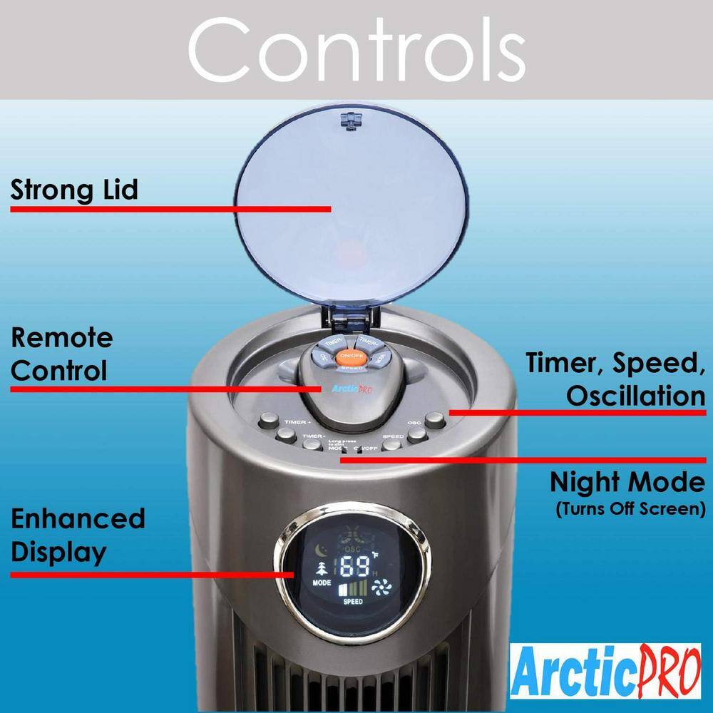 42 in. 3 Fan Speeds Oscillating Tower Fan in Dark Gray with Remote Control - Hercitys