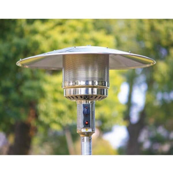48000 BTU Stainless Steel Propane Standing Patio Heater with Wheels - Hercitys