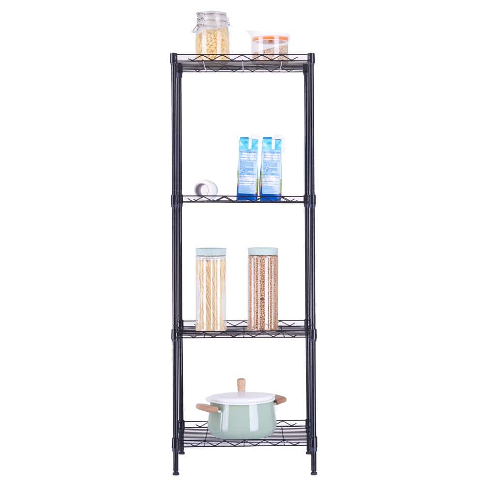 4 Tiers Metal Adjustable Garage Storage Shelving Unit in Black (17.72 in. W x 49.61 in. H x 11.81 in. D) - Hercitys