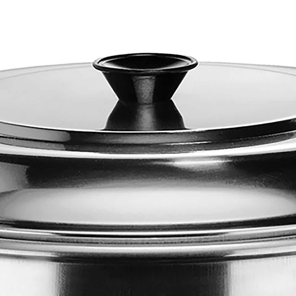 32 Qt. Aluminum Steamer Stock Pot in Silver with Aluminum Lid - Hercitys