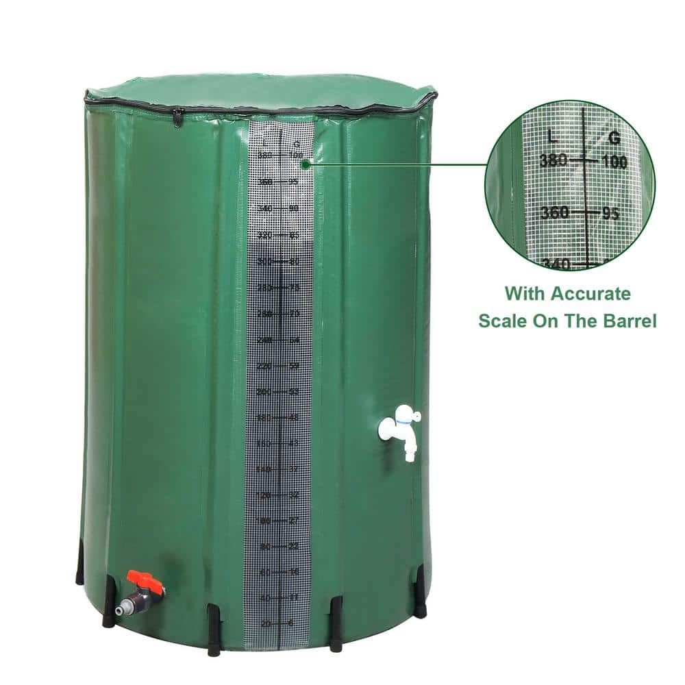 100 Gal. Rain Barrel Water Collection With Scale in Green - Hercitys