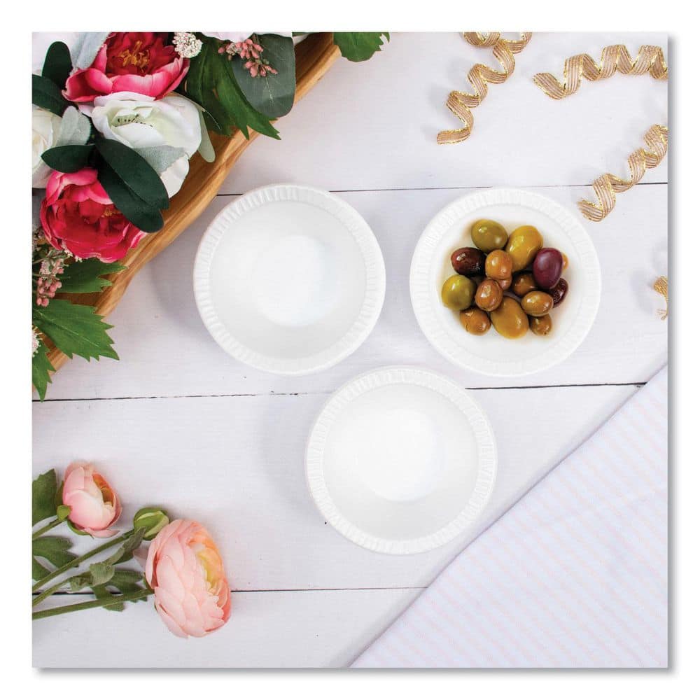 5 oz. White Non-Laminated Disposable Foam Bowls, 125 / Pack, 8 Packs / Carton - Hercitys