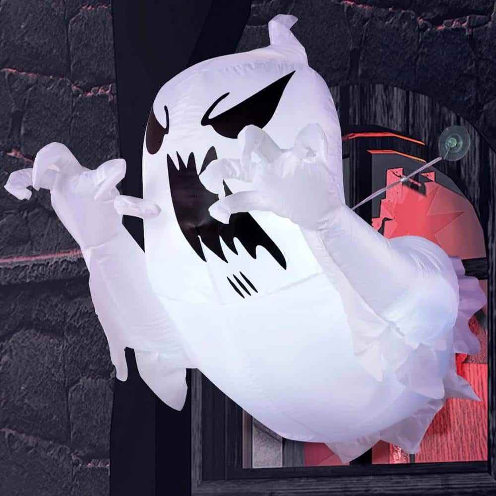 4.5 ft. White Halloween Inflatable Scary Flying Ghost Made of Polyester - Hercitys