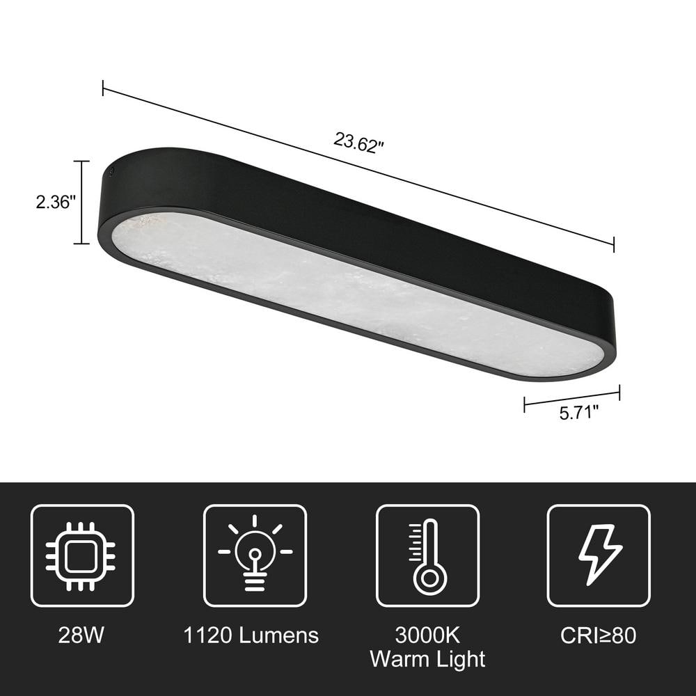 23.62 in. 1-Light Black Oval Integrated LED Flush Mount Ceiling Light - Hercitys