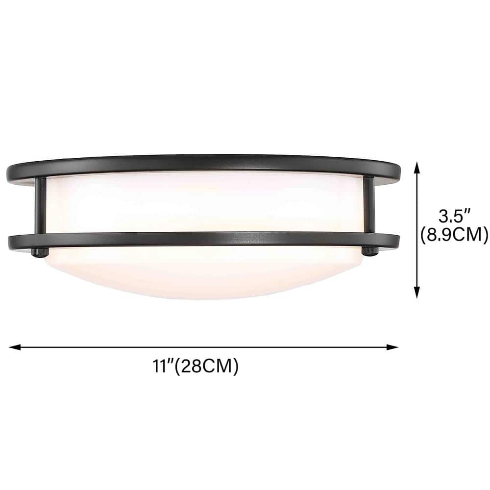11 in. Modern Bronze 5CCT LED Integrated Flush Mount Fixture with Shade - Hercitys