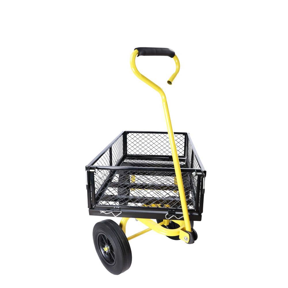 16.75 cu. ft. Metal Utility Garden Cart Trucks Solid Wheels Tools Cart Wagon Cart - Hercitys