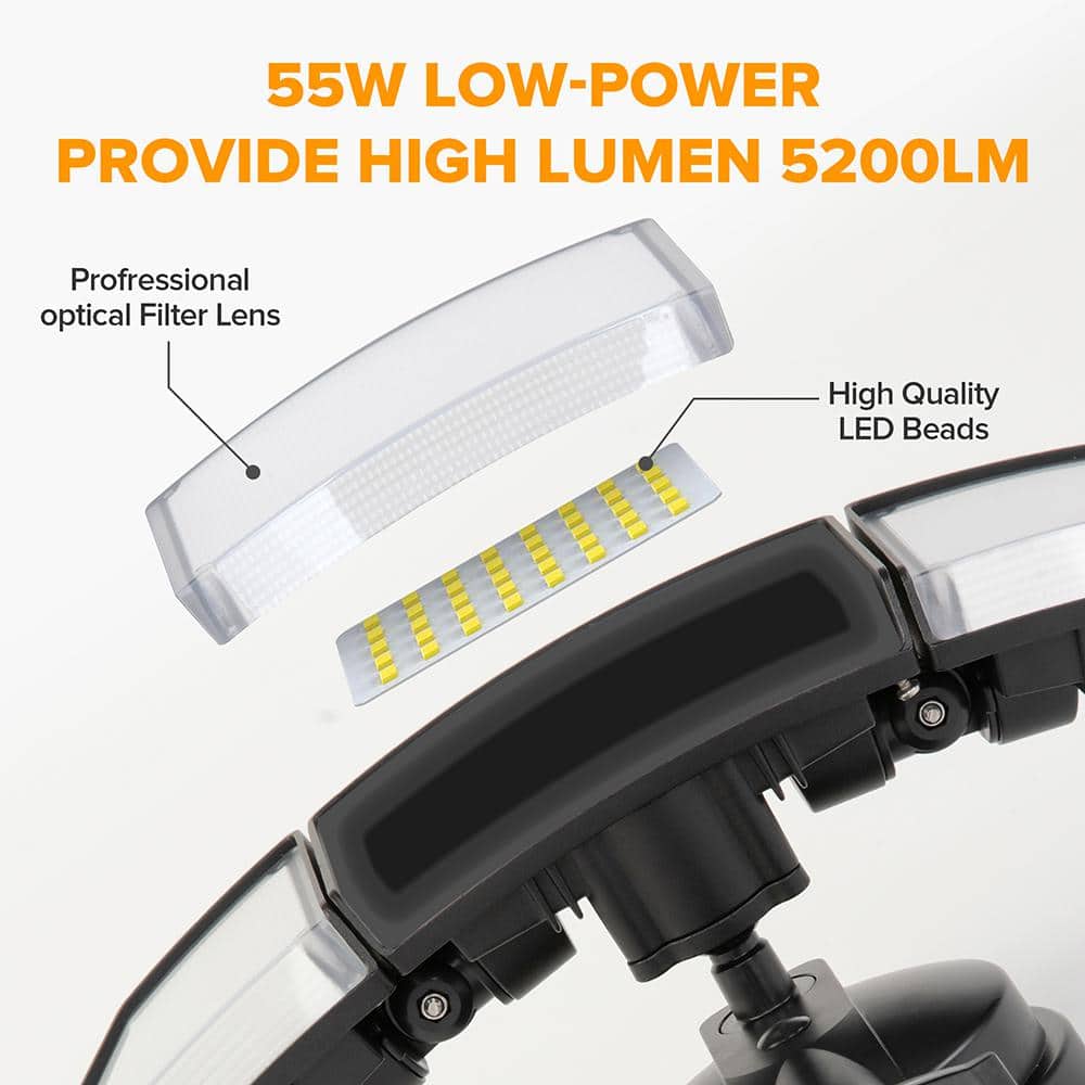 287 Watt Equivalent 5200 Lumen 180 Degree Black Switch Controlled Integrated LED Flood Light - Hercitys