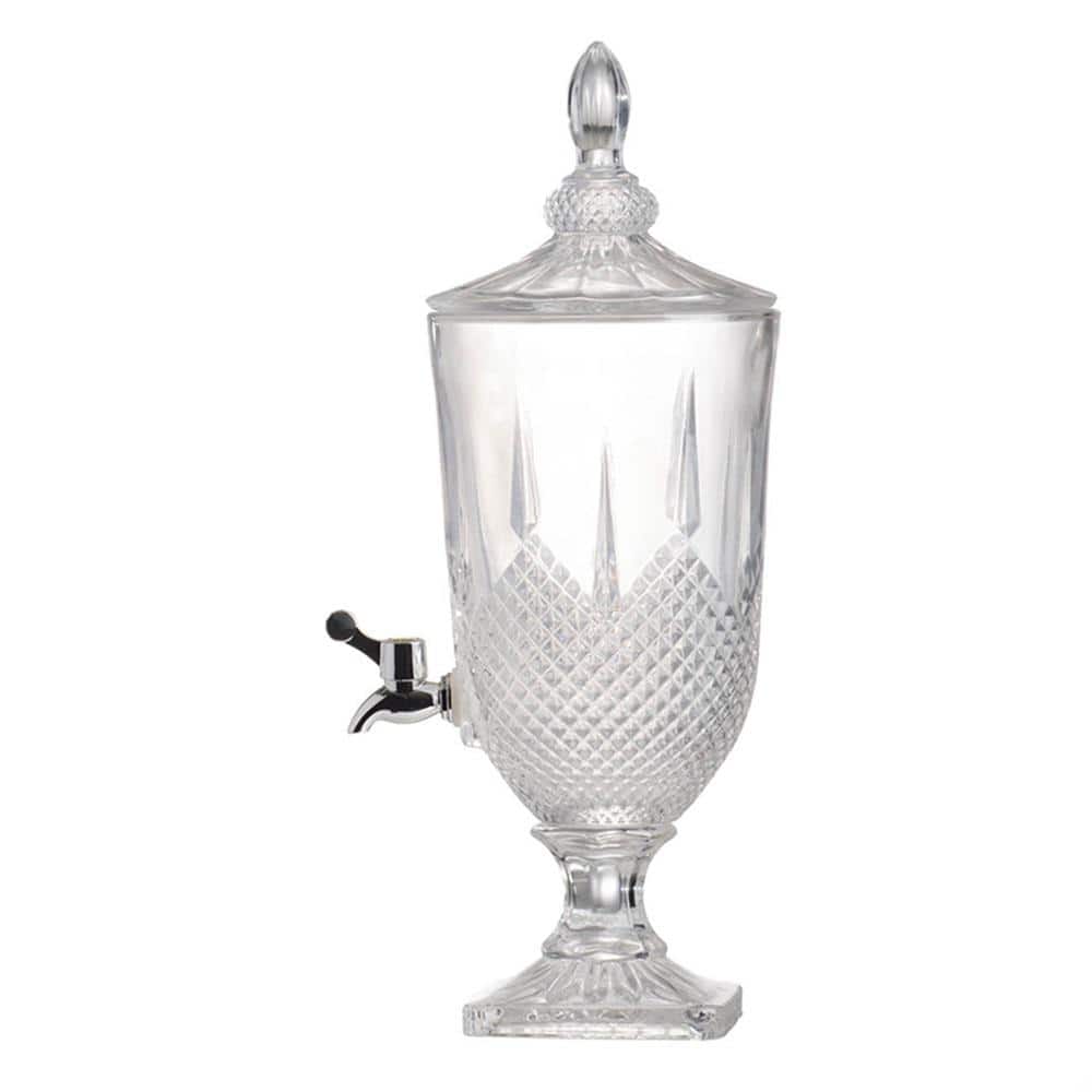 19″ Lidded Drink Dispenser – Clear, Polished Silver - Hercitys