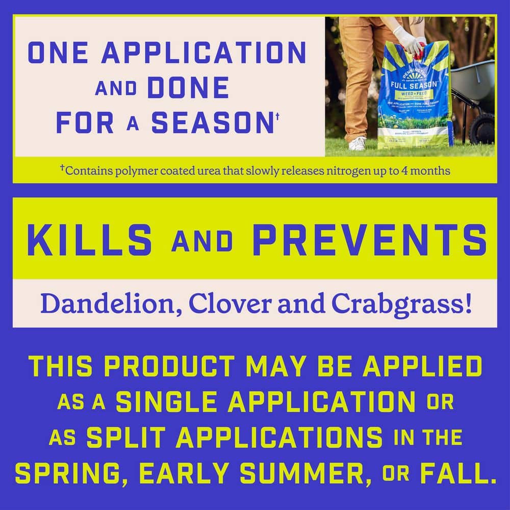 43.2 lbs. 12,000 sq. ft. Full Season Weed and Feed Lawn Fertilizer Granules Plus Crabgrass Control 25-0-8 - Hercitys
