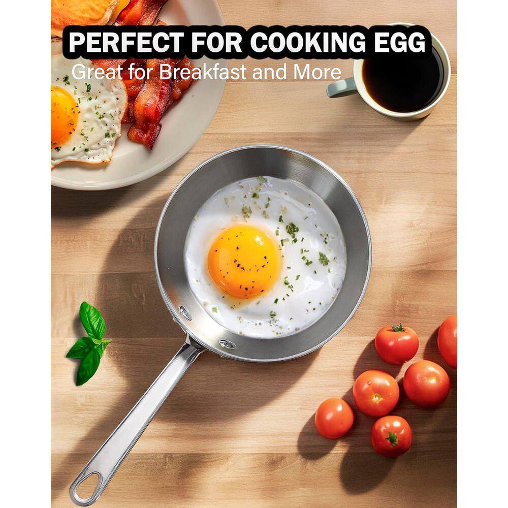 4.7 in. Multi-Ply Clad Stainless Steel Butter Warmer Mini Omelette Egg Frying Pan Butter Melting Pot Small Sauce Pot - Hercitys