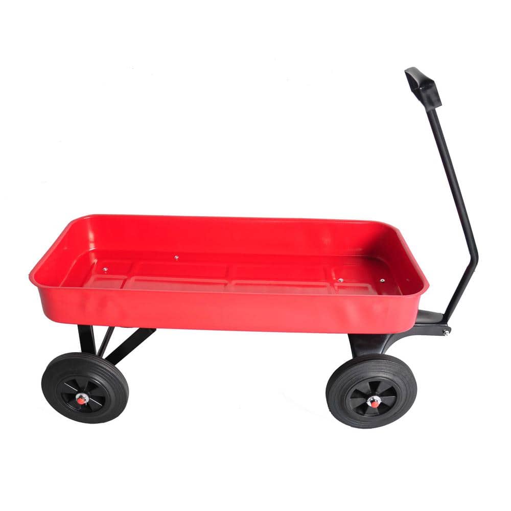1.2 cu. ft. Steel Garden Cart Cargo Wagon in Red - Hercitys