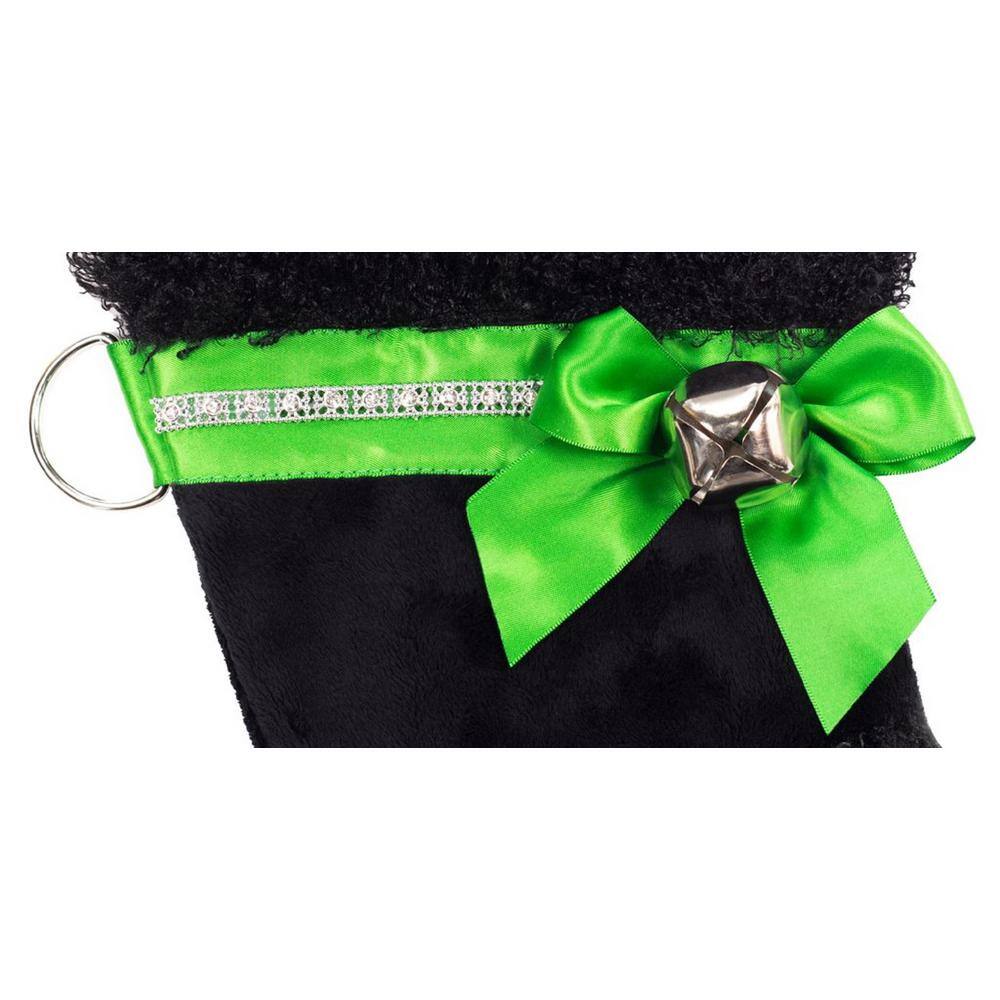 22 in. Black Poodle Dog Faux Fur Christmas Stocking - Hercitys