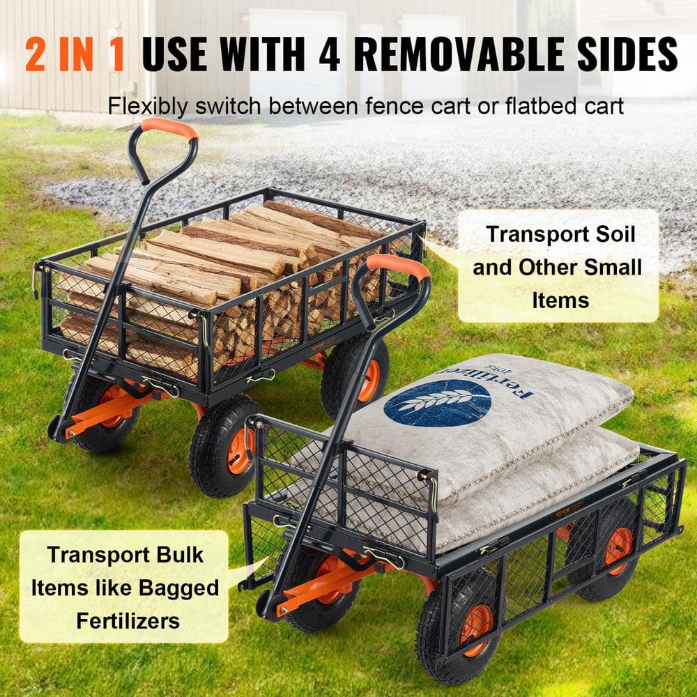 2.09 cu.ft Dump Cart Metal Garden Dump Cart Garden Carts Utility Wheelbarrow 400 lbs. Capacity 10 in. Tires - Hercitys