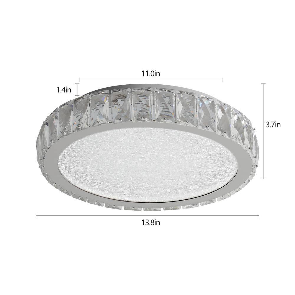 13.8 in. 38-Watt Transparent Embedded Crystal LED Flush Mount Disk Light - Hercitys