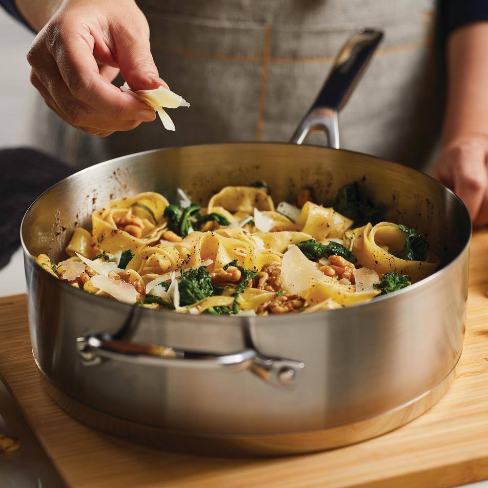 3-Ply Base Stainless Steel 4.5 qt. Stainless Steel Saute Silver - Hercitys