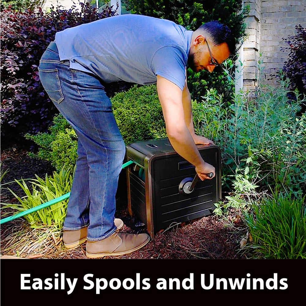 200 ft. Bronze Steel Elegant Hose Box Garden Hose Reel - Hercitys