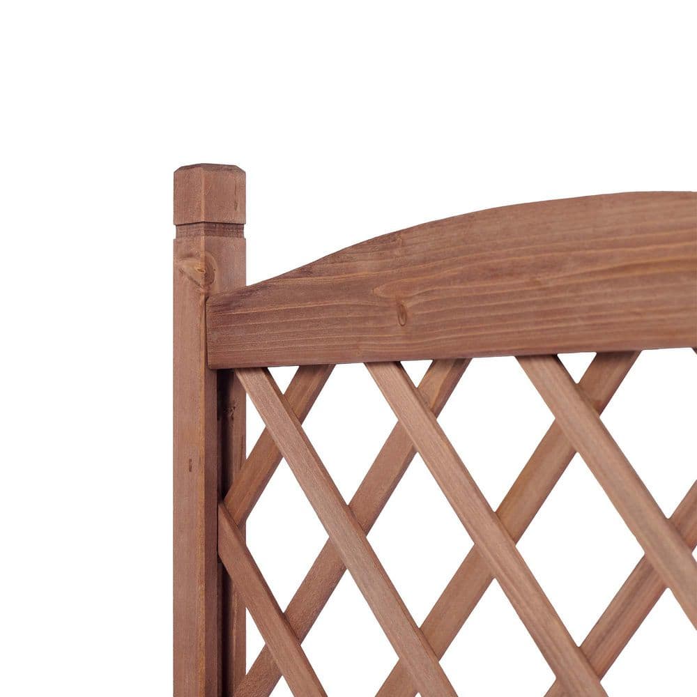 25 in. x 11 in. x 42.3 in. Raised Bed with Trellis (2 Pack) Wood Planter Box and Plant Stand with Climbing Racks, Brown - Hercitys