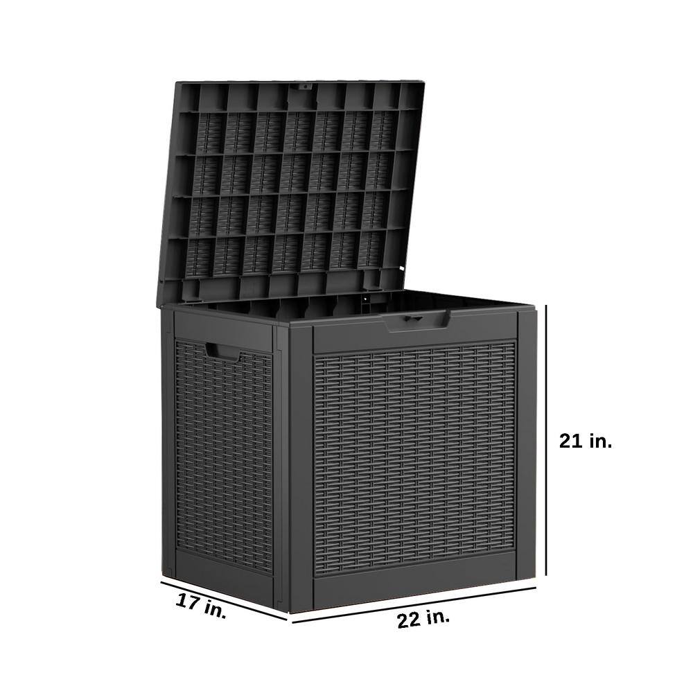 30 Gal. Black Resin Deck Box Waterproof with Lockable Lid - Hercitys
