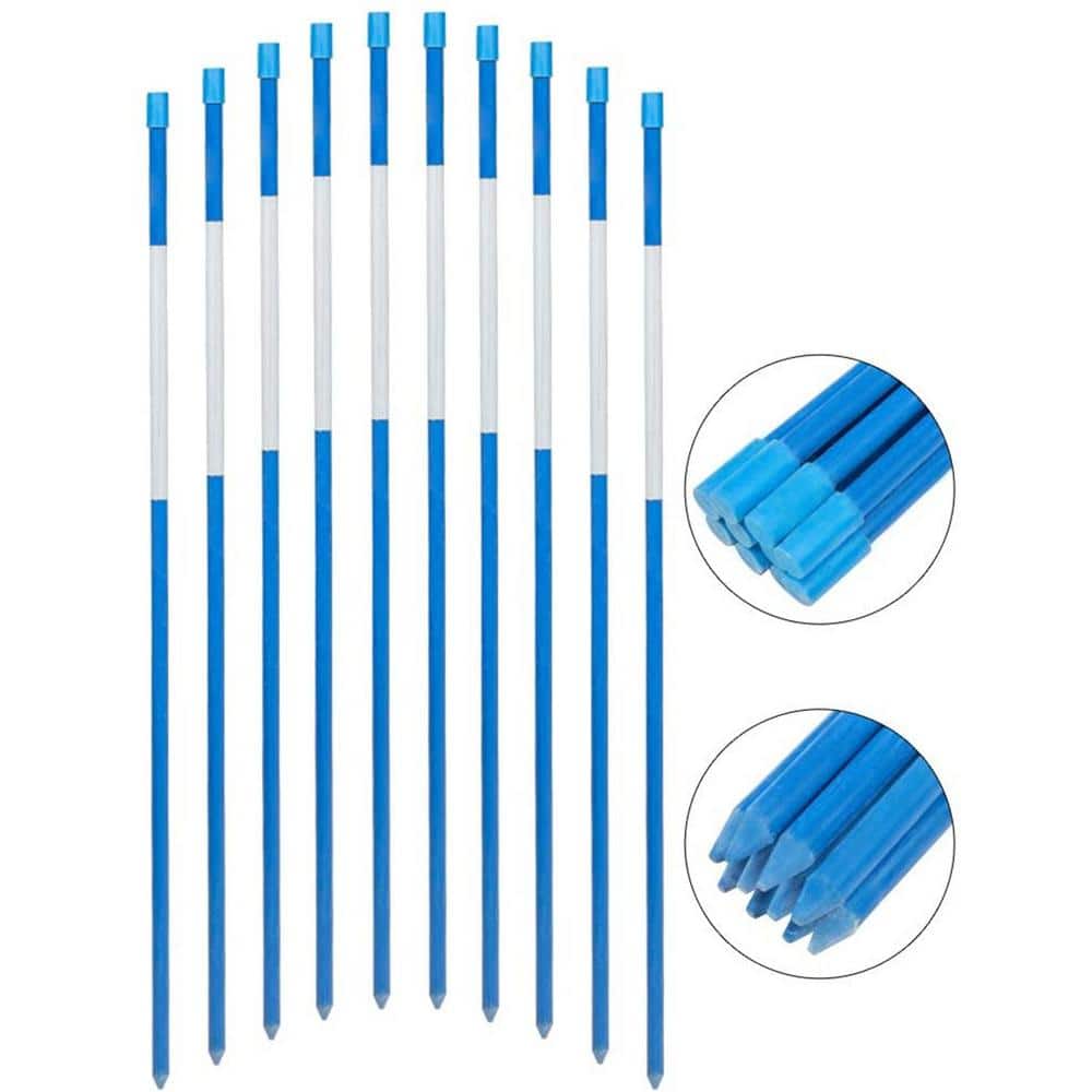 48 in. Blue Driveway Markers 1/4 in. Dia Snow Poles with 360° Reflective Strip (20-Pack) - Hercitys