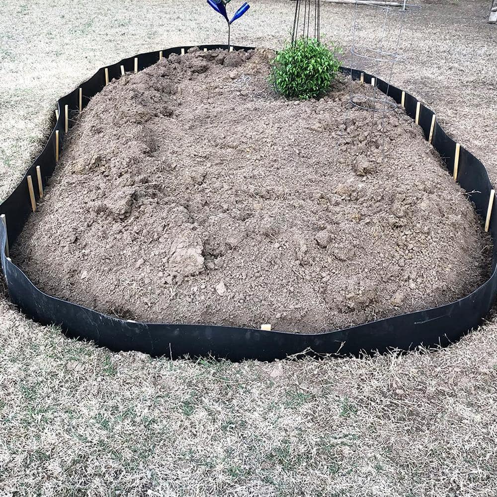 10 in. W x 150 ft. L Black Recycled Flexible HDPE Coiled Terrace Board Landscape Edging Against Invading Weeds - Hercitys