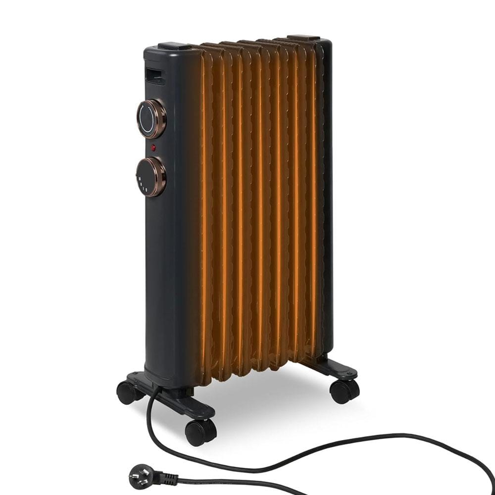 1500-Watt Black Indoor Electric Oil Filled Radiator Space Heater with 3 Heating Modes - Hercitys