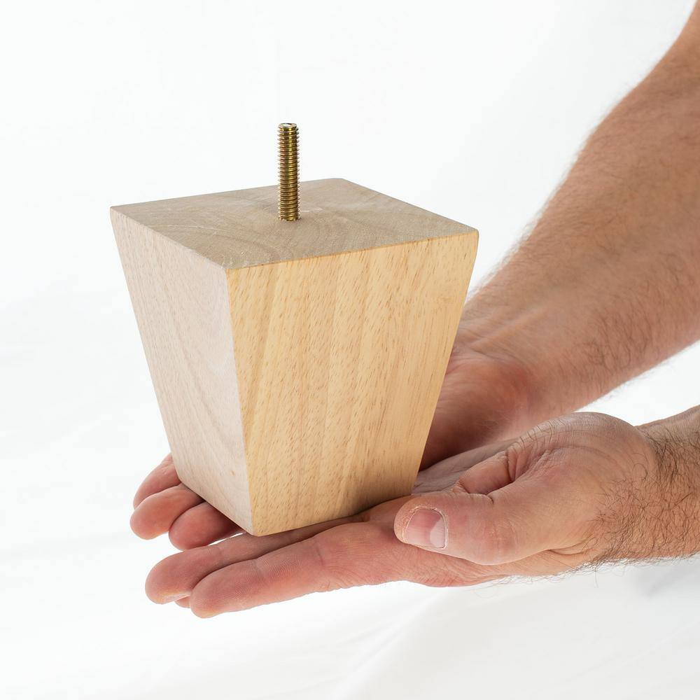 4 in. x 4 in. Unfinished Solid Hardwood Square Bun Foot - Hercitys