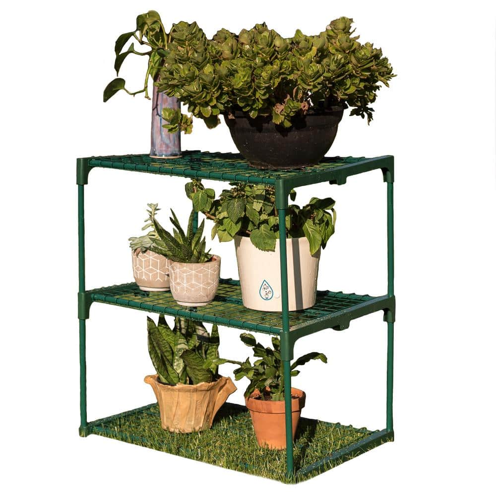 27.25 in. W x 19.25 in. D x 29.5 in. H 3-Tier Greenhouse Plant Growing Rack - Hercitys