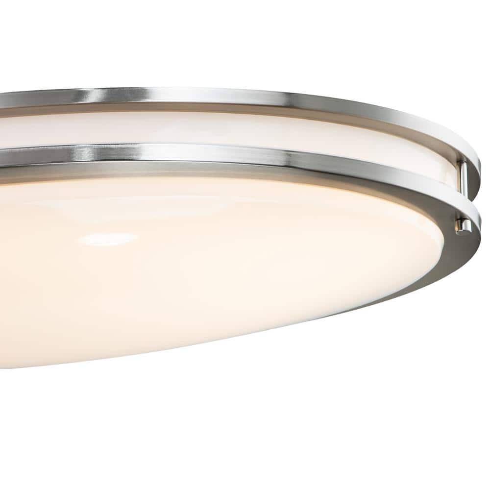 32.5 in. Brushed Nickel Oval 35-Watt Dimmable LED Flush Mount with Opal Acrylic Shades - Hercitys