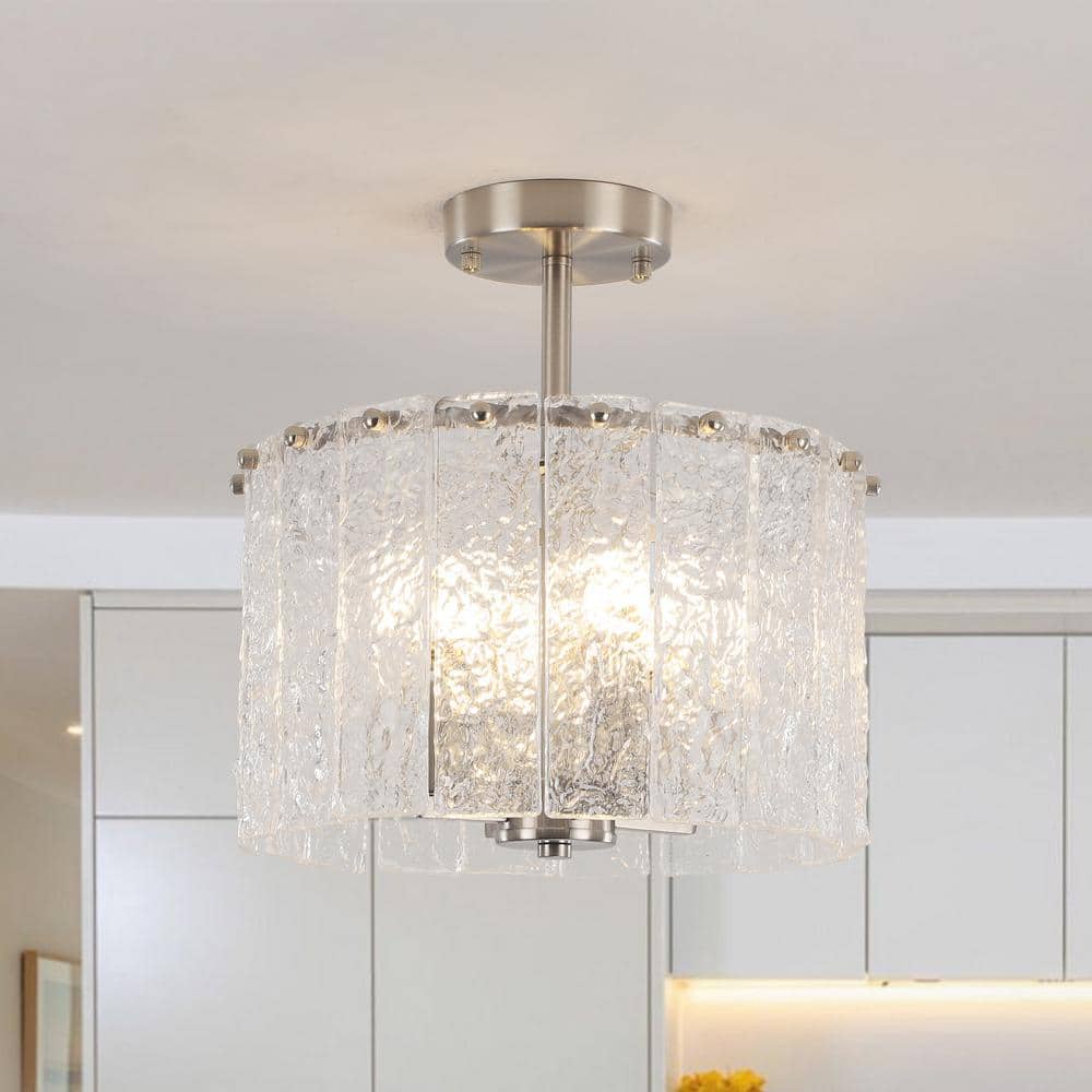 12.5 in. 4-Light Black Modern Semi-Flush Mount Ceiling Light with Glass Shade - Hercitys