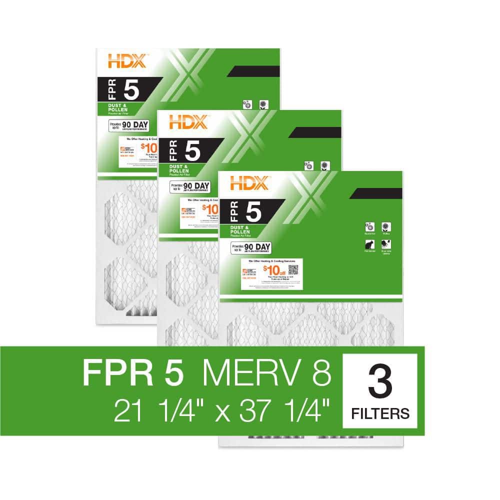 21.25 in. x 37.25 in. x 1 in. Standard Pleated Air Filter FPR-5, MERV-8 (3-Pack) - Hercitys