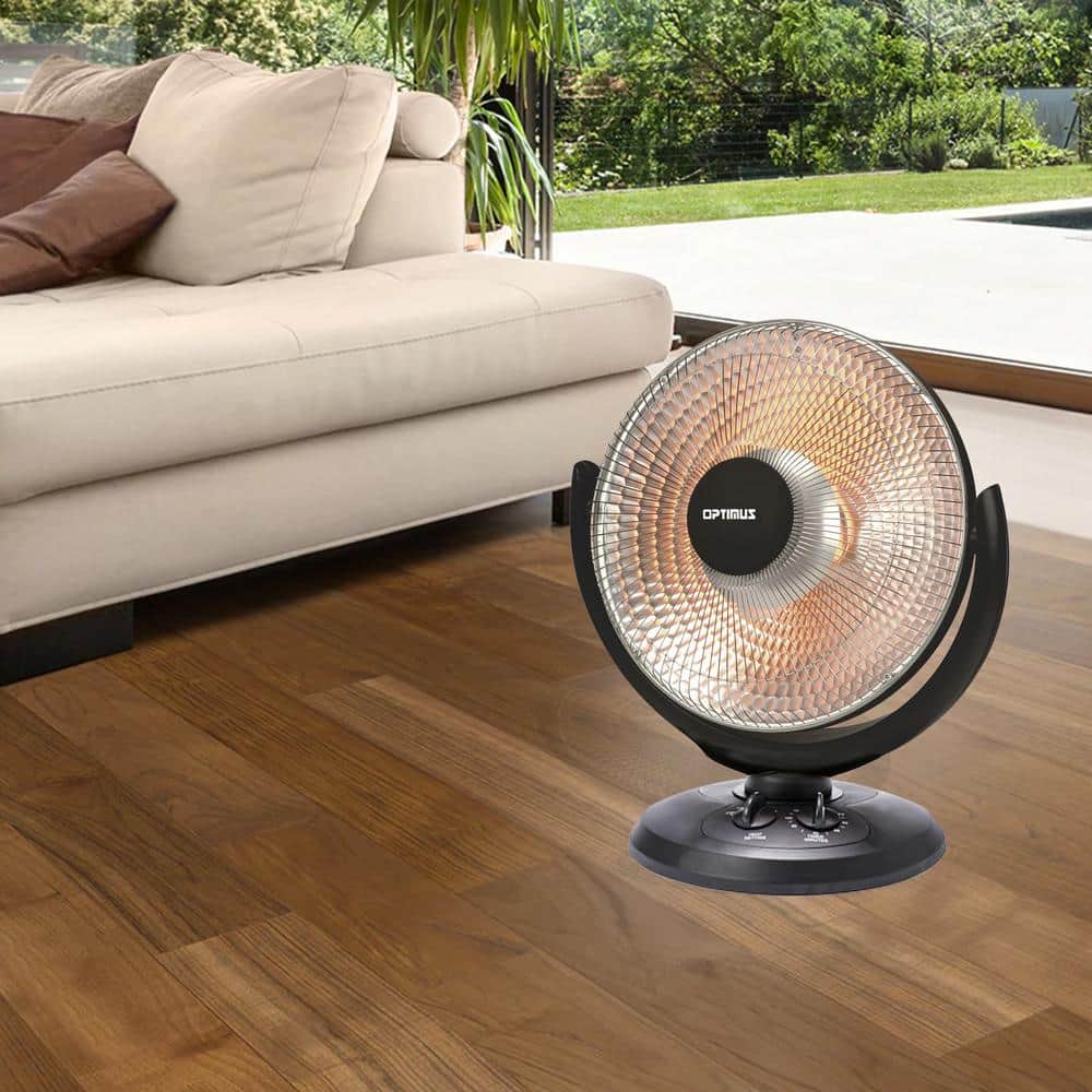 14 in. Oscillating Dish Heater in Black - Hercitys