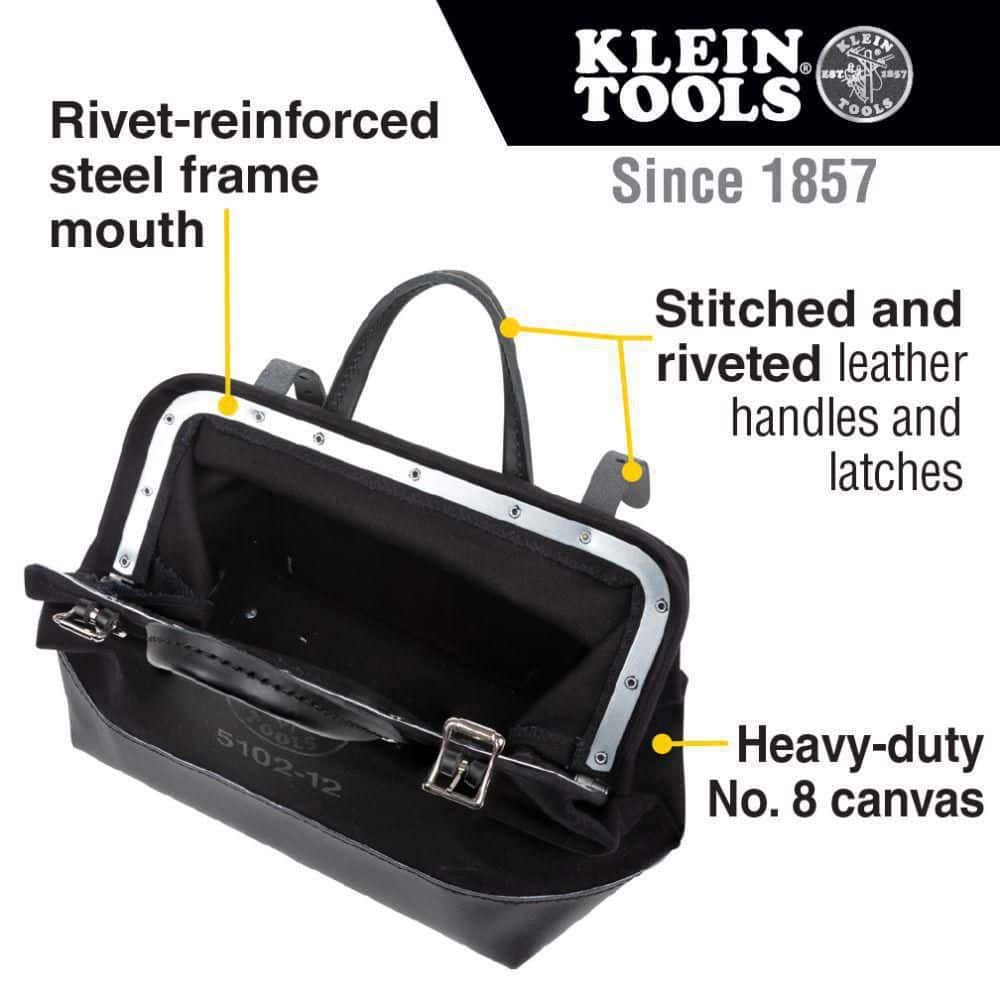 12 in. Tool Bag, Black Canvas - Hercitys