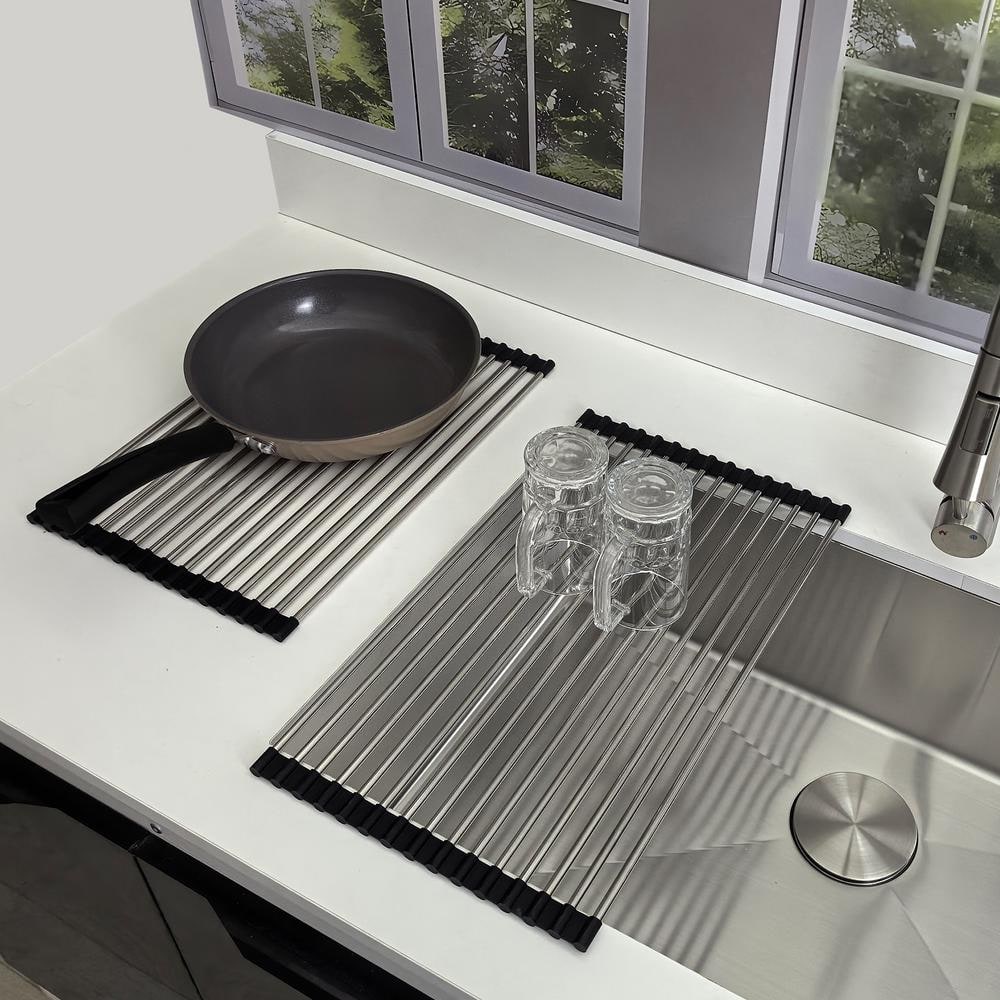 32 in. Undermount Kitchen Sink-16 Gauge Stainless Steel Single Bowl, Modern Design with Grid, Strainer and Drying Rack - Hercitys