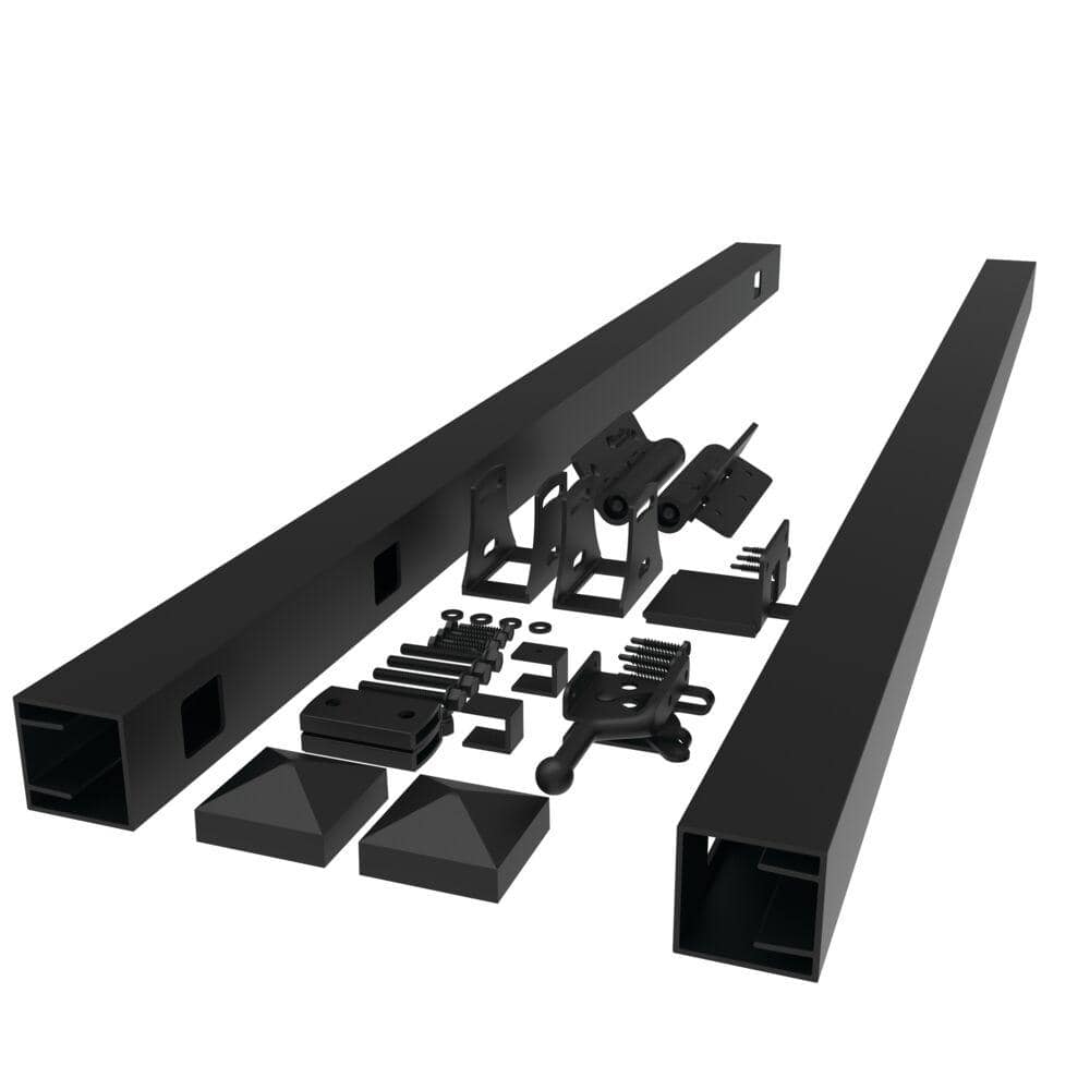4 ft. H Black Aluminum 3 Rail Adjustable Fence Gate Kit - Hercitys