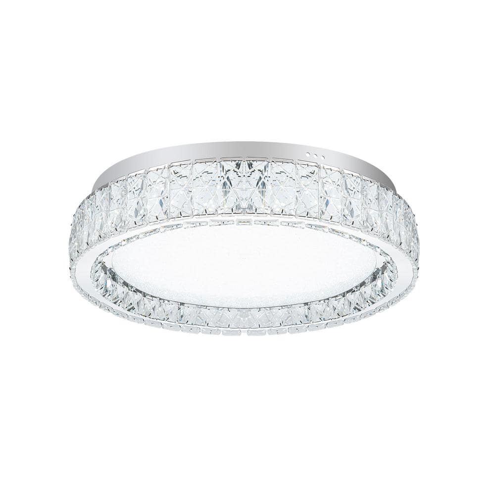 13.7 in. 1-Light Modern Crystal Chrome LED Flush Mount Ceiling Light - Hercitys