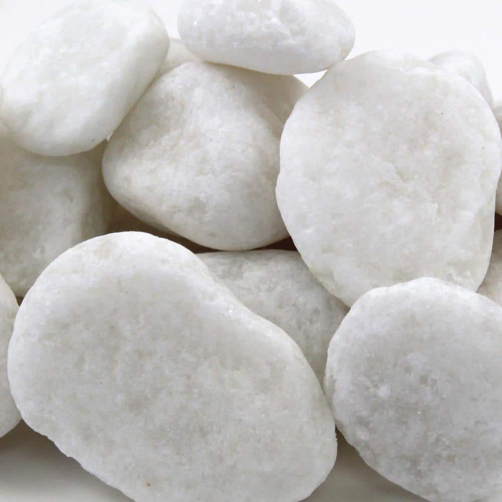 2 in. to 3 in. 30 lb. Large Snow White Pebbles - Hercitys