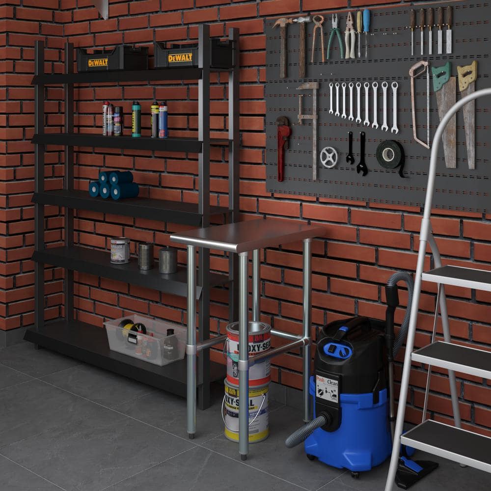 24 in. x 15 in. Stainless Steel Open Base Kitchen Utility Table Metal Prep Table - Hercitys