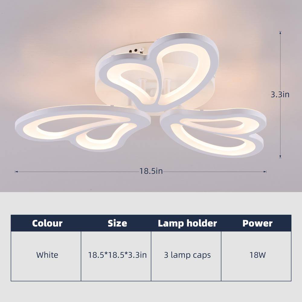 18.5 in. Indoor Modern Dimmable LED Semi-Flush Mount Ceiling Light Fixture with Remote and Creative Flower Lampshade - Hercitys