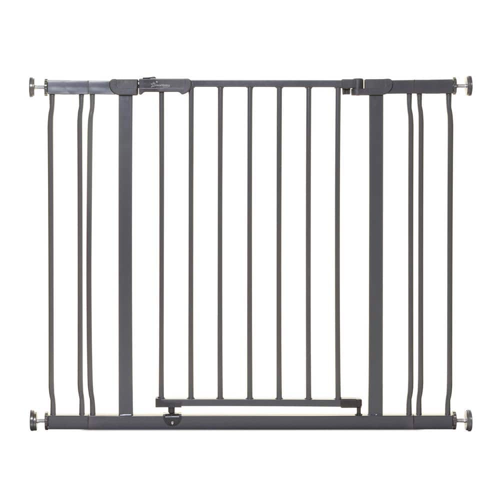 30 in. Tall Metal Ava 29.5 in. to 36.5 in. Wide Pressure Mounted Walk-Thru Baby Gate – Charcoal - Hercitys