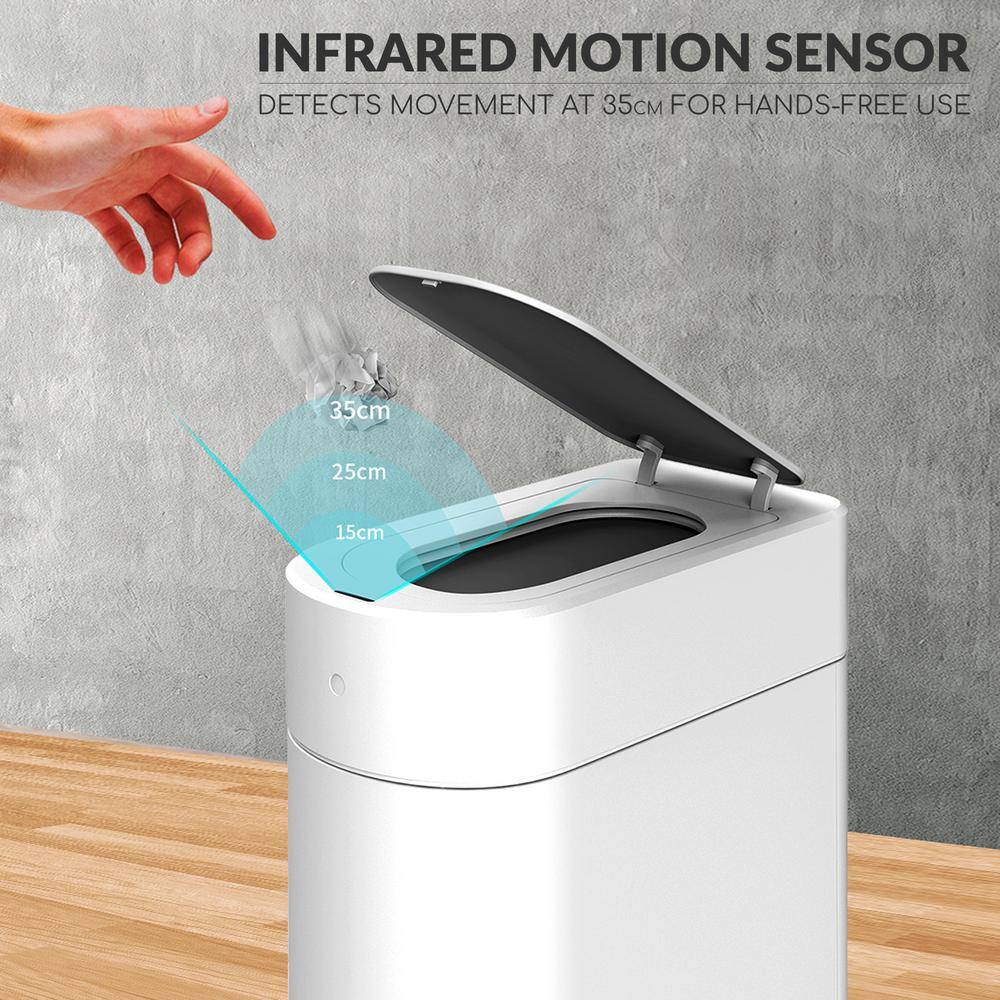 3.4 Gal. White Plastic Smart Trash Can - Hercitys
