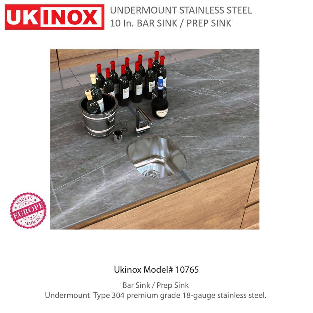 18 Gauge Stainless Steel 10 in. Undermount Bar Sink - Hercitys