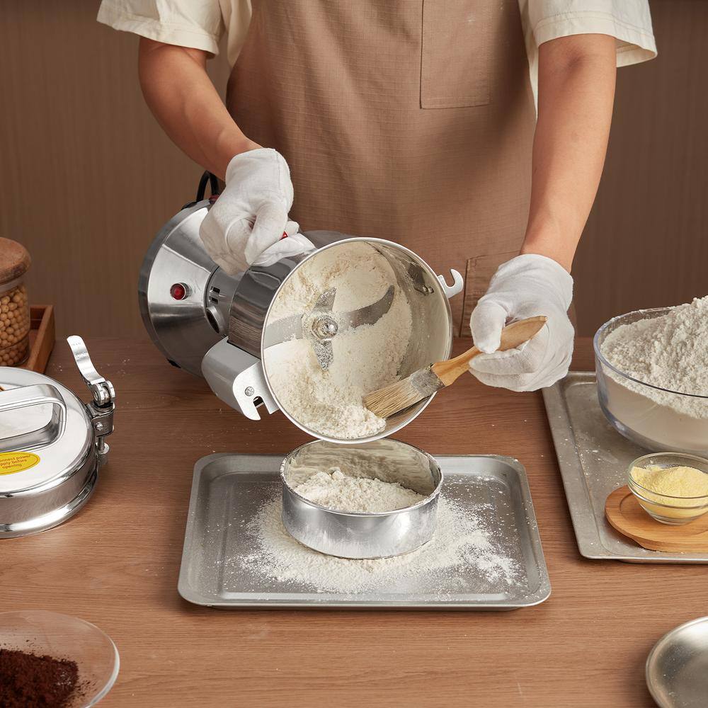 550g Electric Grain Mill Grinder, 2000-Watt High-Speed Commercial Spice Grinder, Stainless Steel Pulverizer - Hercitys