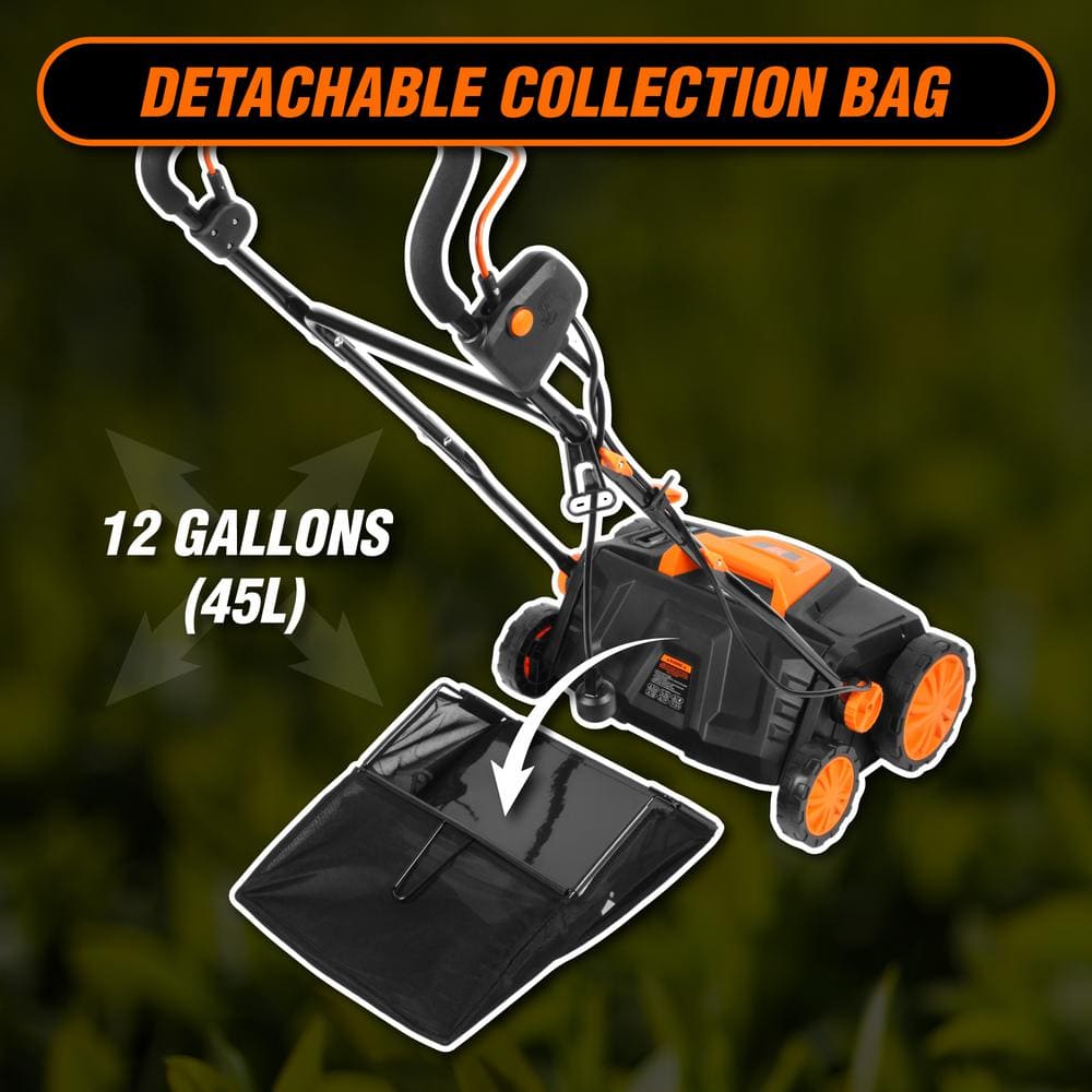 15 in. 13 Amp 2-in-1 Electric Dethatcher and Scarifier with Collection Bag - Hercitys
