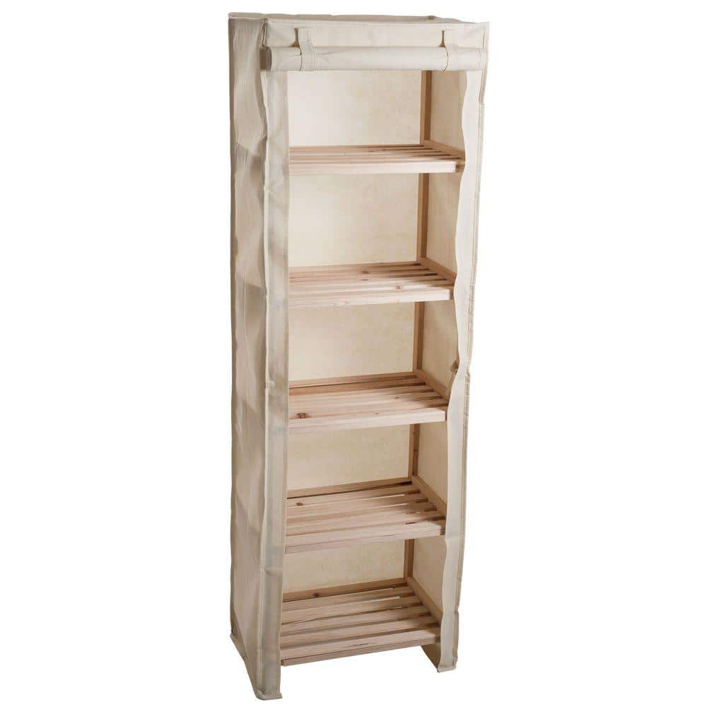 5-Tier Wood Storage Shelving Rack with Removable Cover - Hercitys