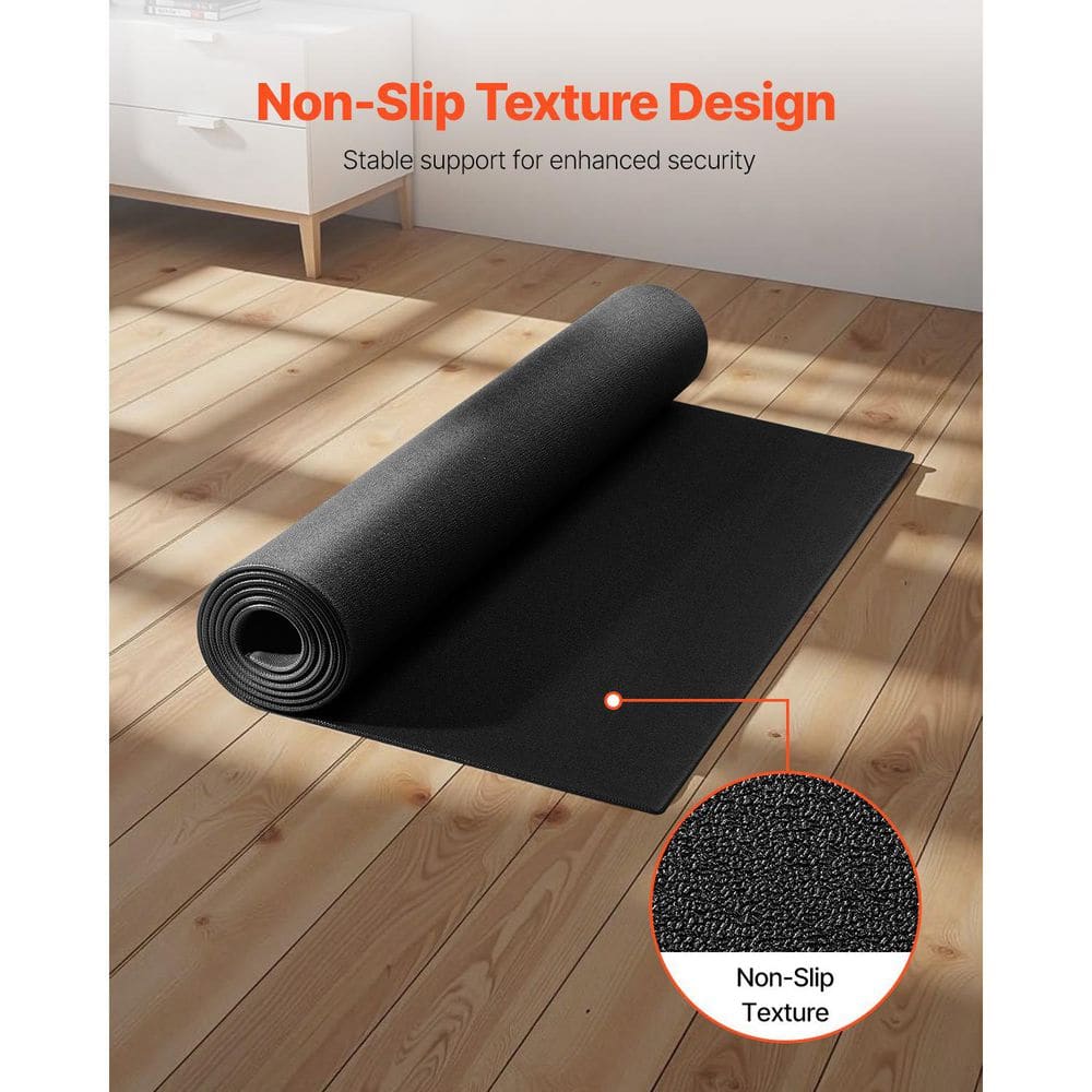 36 in. x 72 in. Treadmill Mat for Carpet, 1/4 in.Thick 17.97 sq ft. High Density PVC in Black, Non-slip, Waterproof - Hercitys