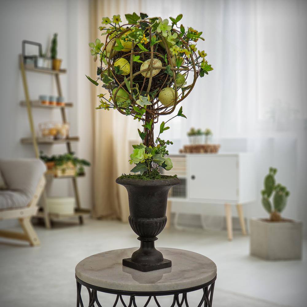 26 in. Flowers and Eggs Ball Topiary - Hercitys